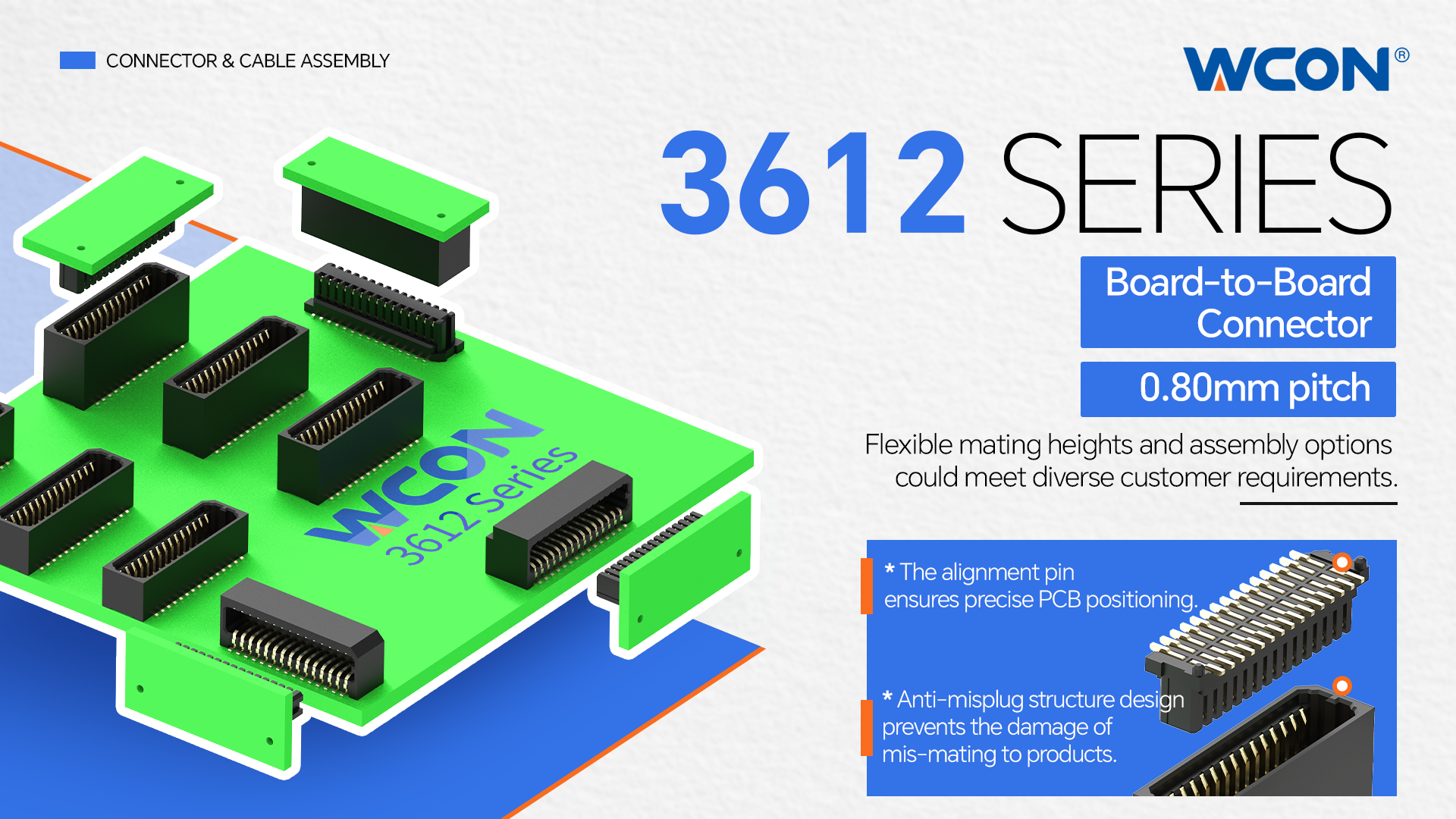 3612 Series Board-to-Board Connectors | 0.8mm Pitch, High Reliability for Precision Systems