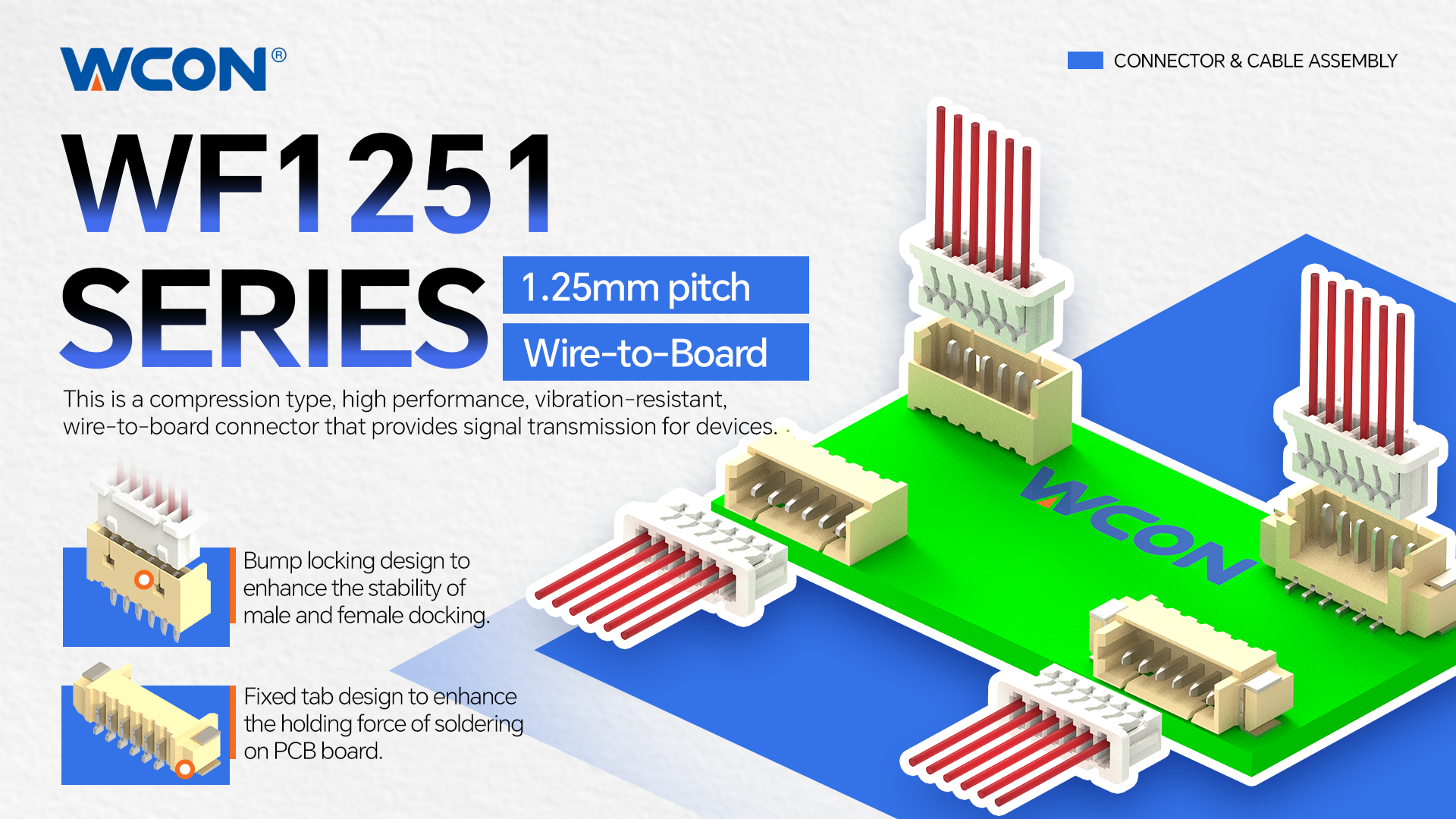 WF1251 Series Wire-to-Board Connector | 1.25mm Pitch Crimp Type, Providing Reliable Connectivity for Industrial Automation